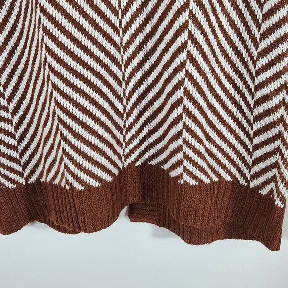 Fortune + Ivy Brown White Cardigan Sweater Size Small NWOT Brown Open Cardigan - Picture 7 of 11